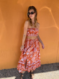 Lulu & Bird Orange / O/S Lotus Flower Wayfarer Skirt