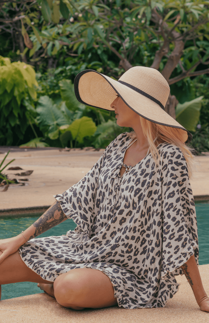 Lulu & Bird Short Kaftan - Leopard Lulu & Bird Boob Tube - Strork Mint Splash Swimwear Kaftans & Cover Ups O/S 1000009649