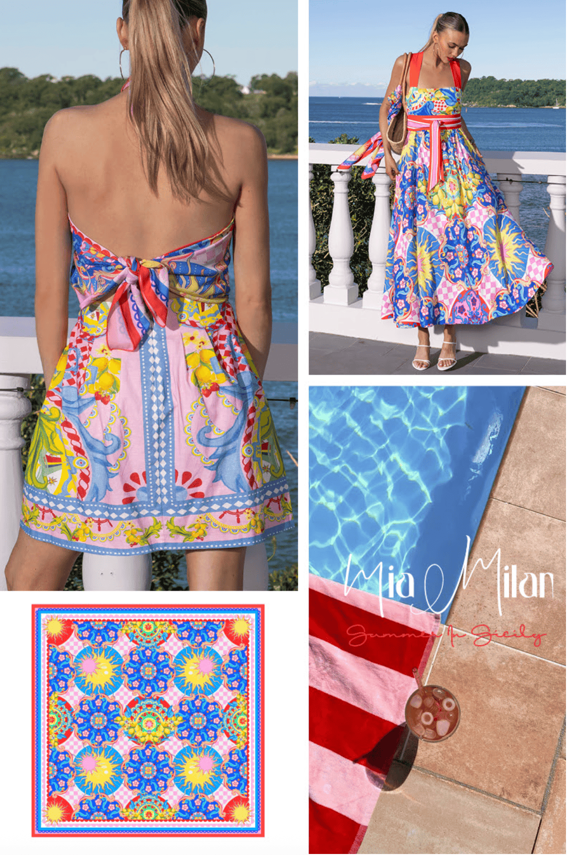 Mia Milani Mia Milani Sicily Square Scarf LPE742 Mia Milani Sicily Square Scarf Splash Swimwear O/S 1000028791