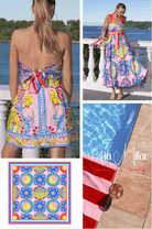 Mia Milani Mia Milani Sicily Square Scarf LPE742 Mia Milani Sicily Square Scarf Splash Swimwear O/S 1000028791