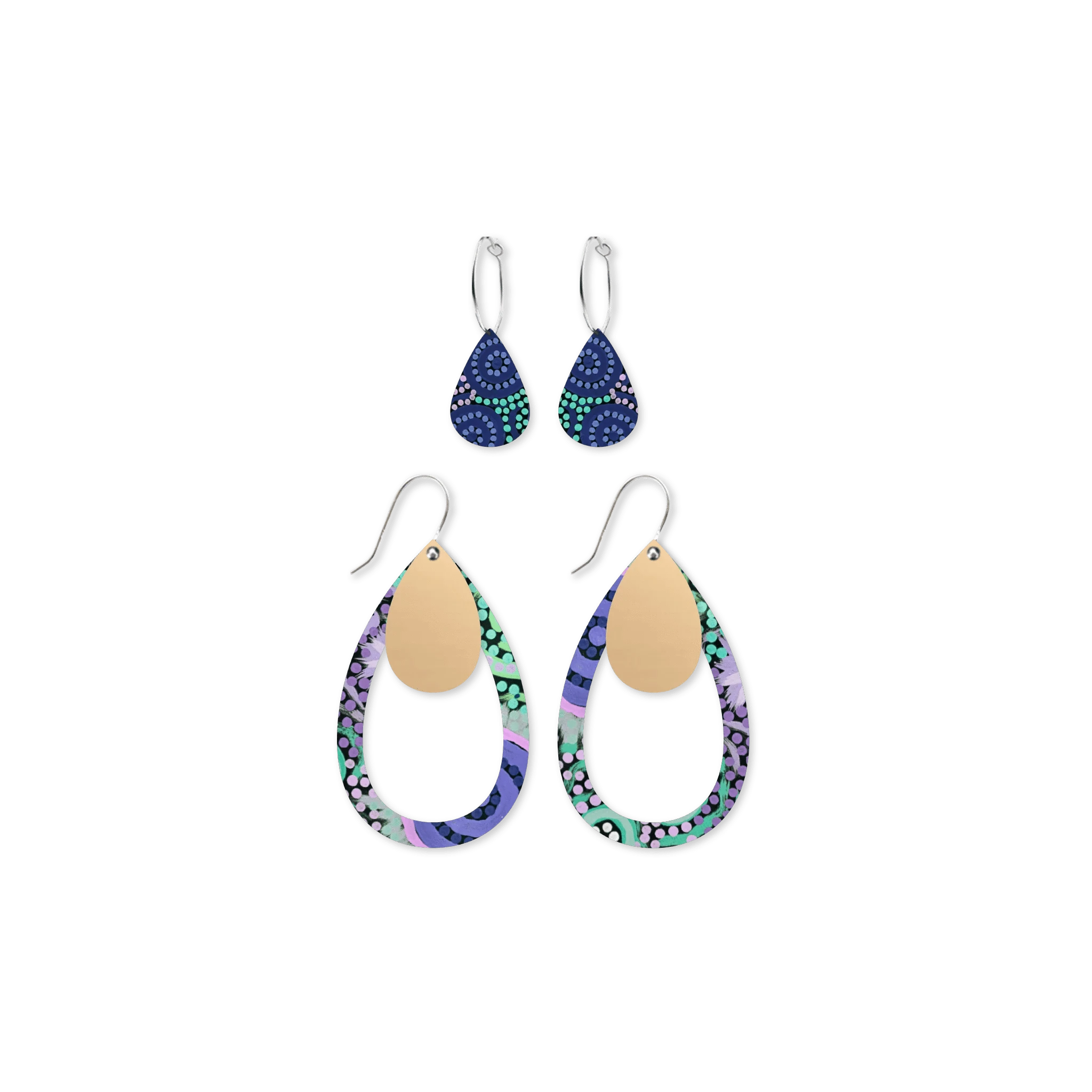 Moe Moe Azeza Possum Dreamtime Trinity Tear Pack Earings Moe Moe Van Gogh Almond Blossoms Pippi Hoop Earrings Splash Swimwear ETTPDTAZ38