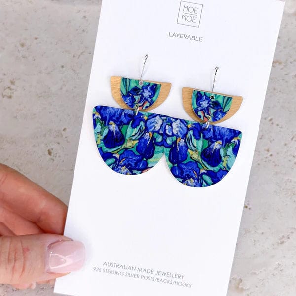 Moe Moe Van Gogh Irises Layered Double Bell Drop Earrings Moe Moe Van Gogh Irises Layered Double Bell Drop Earrings Splash Swimwear ELDBDIVG37