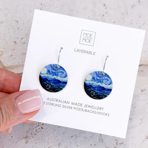 Moe Moe Van Gogh Starry Night Circle Drop Earrings Moe Moe Van Gogh Starry Night Circle Drop Earrings Splash Swimwear ECDSNVG37