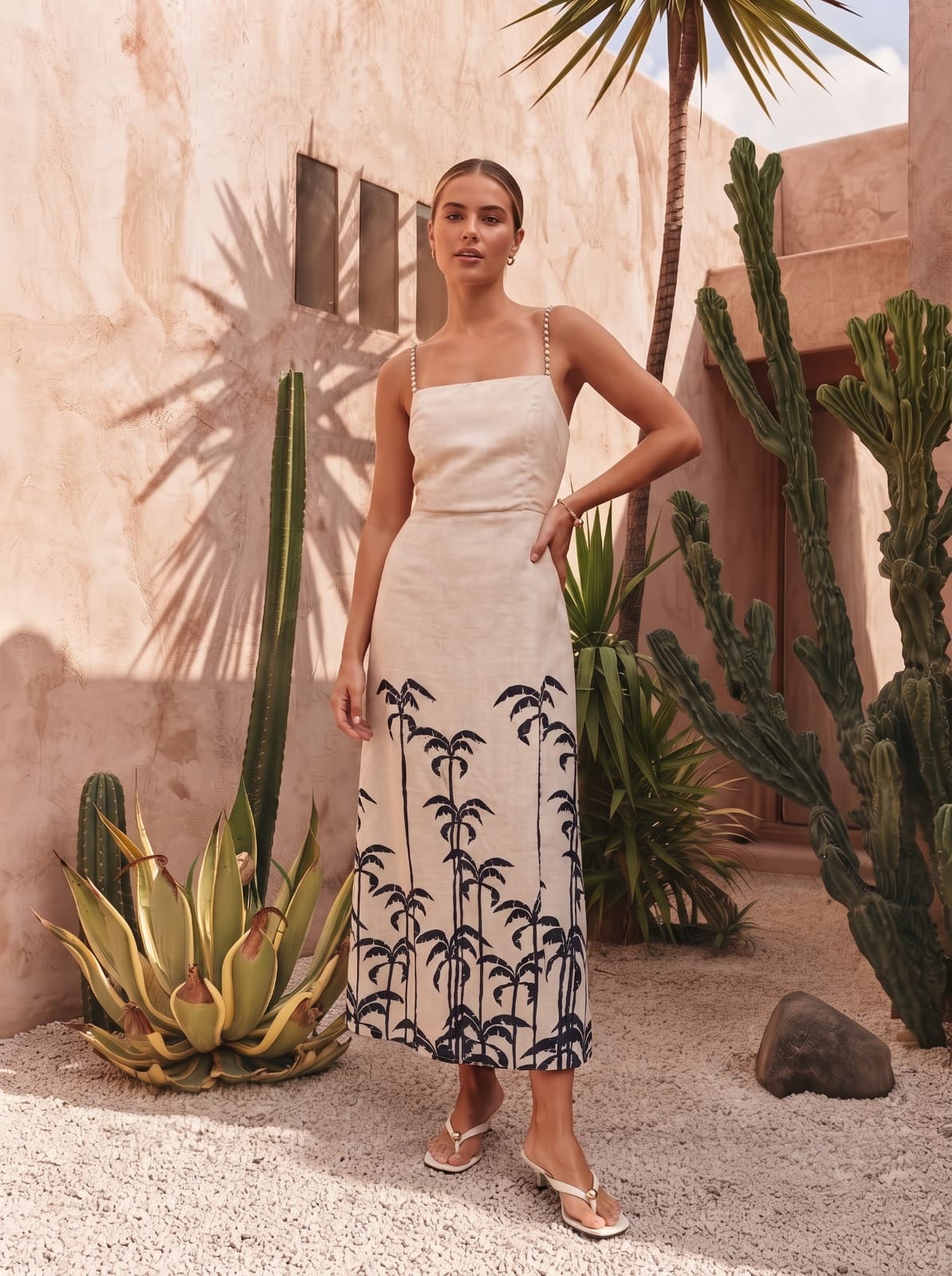 Mondara Palmera Midi Dress in Natural Palmera Midi Dress in Natural Splash Swimwear Dress