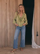 Mondara Positano Ruffle Blouse 1069 Positano Ruffle Blouse Splash Swimwear Top Sage Green / S 27637511126809