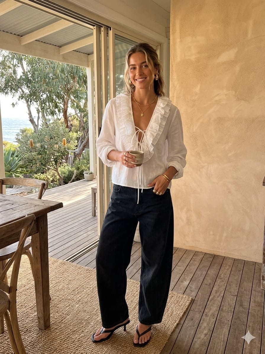 Mondara Positano Ruffle Blouse - White Positano Ruffle Blouse - White Splash Swimwear Top