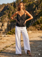 Mondara Sorella Embroidered Cami L1134 Sorella Embroidered Cami Splash Swimwear Tops Black / 8 30619551193593