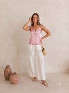 Mondara Sorella Embroidered Cami L1134 Sorella Embroidered Cami Splash Swimwear Tops Blush / 8 30619551226361