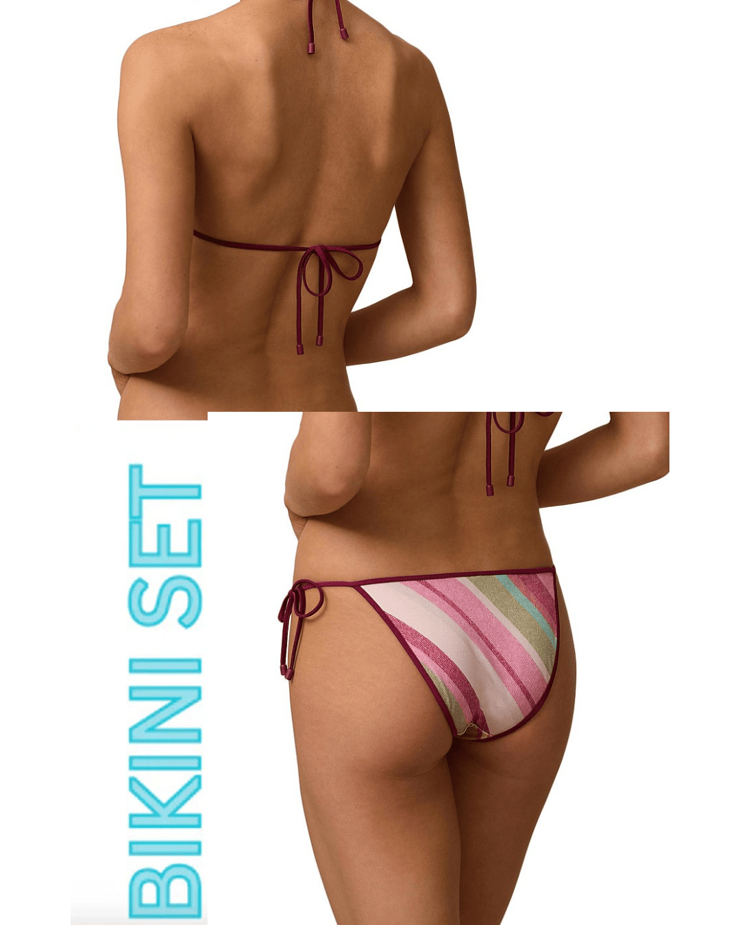 Monte & Lou Monte & Lou Bound Slide Tri Placement & Tie Side Pant - Deckchair Stripe Monte & Lou Bound Slide Tri Placement & Tie Side Pant - Deckchair Stripe Splash Swimwear Bikini Set