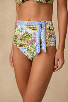 Monte & Lou Monte & Lou Costa High Waist Belted Retro Pant - Costa Monte & Lou Costa High Waist Belted Retro Pant - Costa Splash Swimwear Bikini Bottoms