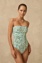 Monte & Lou Monte & Lou Lulu Ruched Bandeau One Piece Monte & Lou Lulu Ruched Bandeau One Piece Splash Swimwear