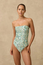 Monte & Lou Monte & Lou Lulu Ruched Bandeau One Piece Monte & Lou Lulu Ruched Bandeau One Piece Splash Swimwear