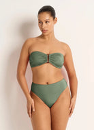 Monte & Lou Monte & Lou Lustre High Leg High Waist Pant  - Olive Monte & Lou Lustre High Leg High Waist Pant  - Olive Splash Swimwear