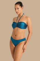 Monte & Lou Monte & Lou Lustre Up To a DD/E Coral Edge Bandeau - Lustre Denim Lustre Up To a DD/E Coral Edge Bandeau | Monte & Lou Splash Swimwear Bikini Tops