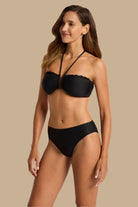 Monte & Lou Monte & Lou Up To a DD/E Coral Edge Bandeau - Black Coral Edge Bandeau | Monte & Lou Splash Swimwear Bikini Tops