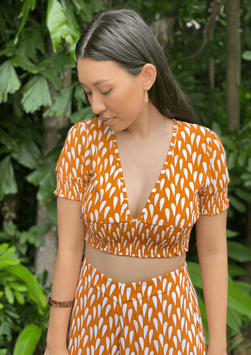 Mosey Emma Crop - Drizzling Apricot Splash Swimwear Tops