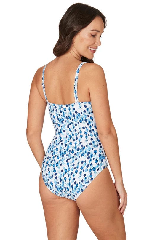 Nip Tuck Swim One Pieces Blue Petal Plunge Louise One Piece - Blue Nip Tuck Swim Blue Petal Plunge Louise One Piece - Blue