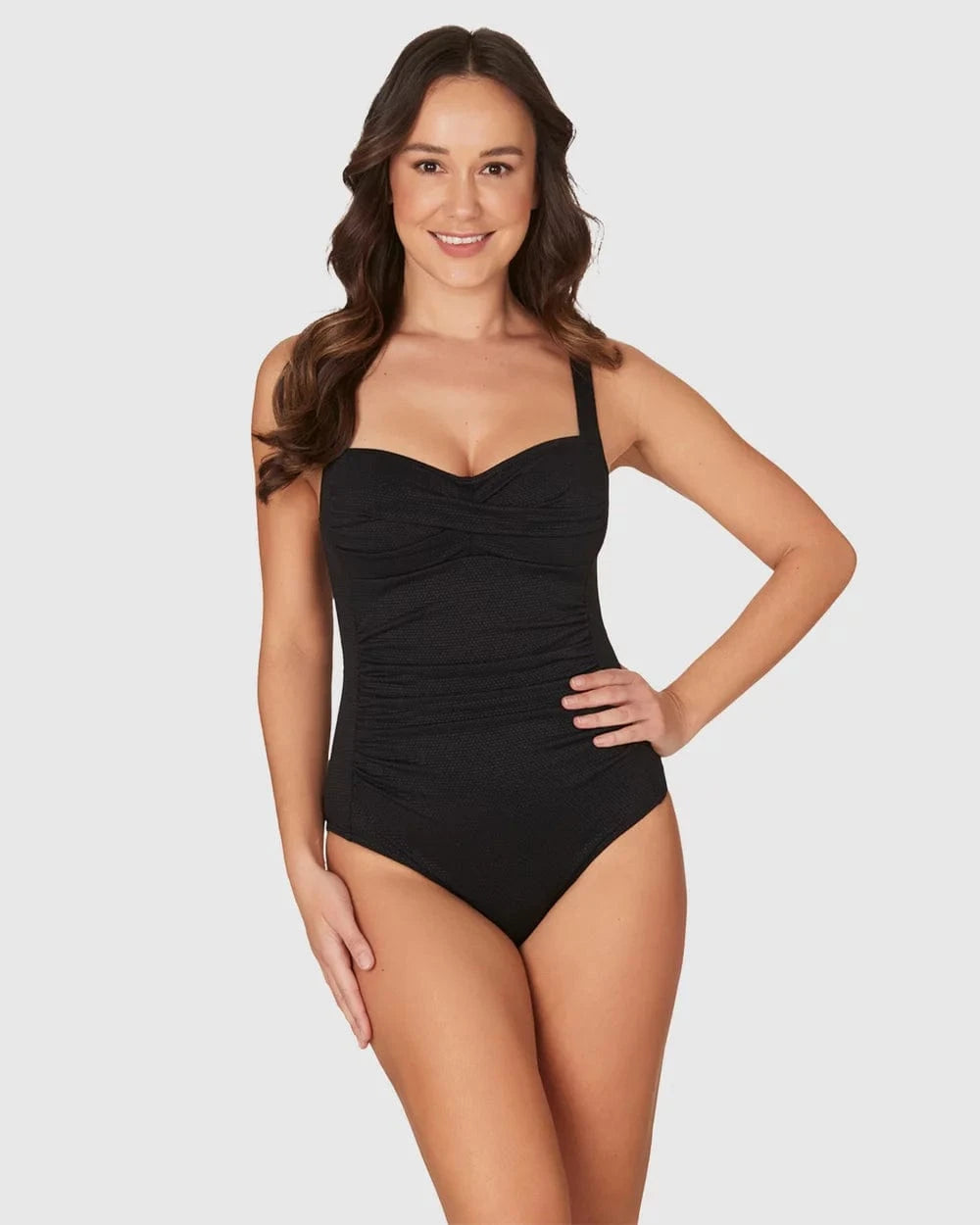 Nip Tuck Swim Gamma Texture Joanne One Piece Swimsuit NG2976YGK Gamma Texture Joanne One Piece Swimsuit Splash Swimwear Black / 10 9347760550736