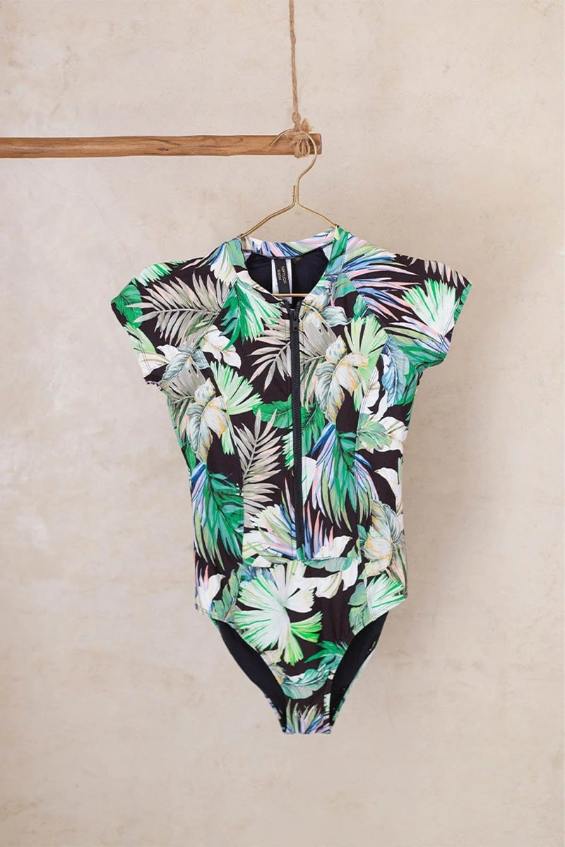 Nip Tuck Swim Kakadu Una Full Zip Sunsuit One Piece - Black Kakadu Una Full Zip Sunsuit One Piece - Black Splash Swimwear One Pieces