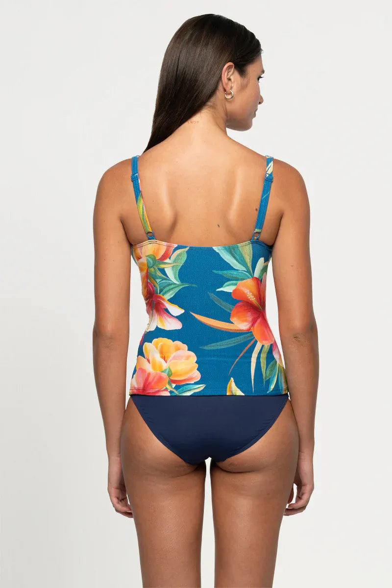 Nip Tuck Swim Nip Tuck Hula Hula Louise Multi Fit Ruched Front Tankini Top - Blue Nip Tuck Hula Hula Louise Multi Fit Ruched Front Tankini Top - Blue Splash Swimwear Tankini Tops