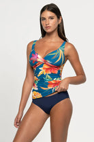 Nip Tuck Swim Nip Tuck Hula Hula Louise Multi Fit Ruched Front Tankini Top - Blue Nip Tuck Hula Hula Louise Multi Fit Ruched Front Tankini Top - Blue Splash Swimwear Tankini Tops
