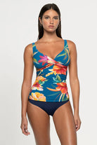 Nip Tuck Swim Nip Tuck Hula Hula Louise Multi Fit Ruched Front Tankini Top - Blue Nip Tuck Hula Hula Louise Multi Fit Ruched Front Tankini Top - Blue Splash Swimwear Tankini Tops