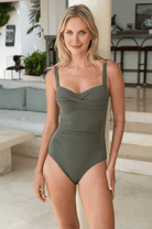 Nip Tuck Swim Nip Tuck Must Haves Joanne Long Torso One Piece - Olive Nip Tuck Must Haves Joanne Long Torso One Piece - Olive Splash Swimwear One Piece
