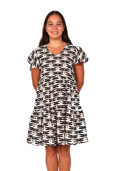 OM Designs Dresses Ava Dress - Dragonfly Black