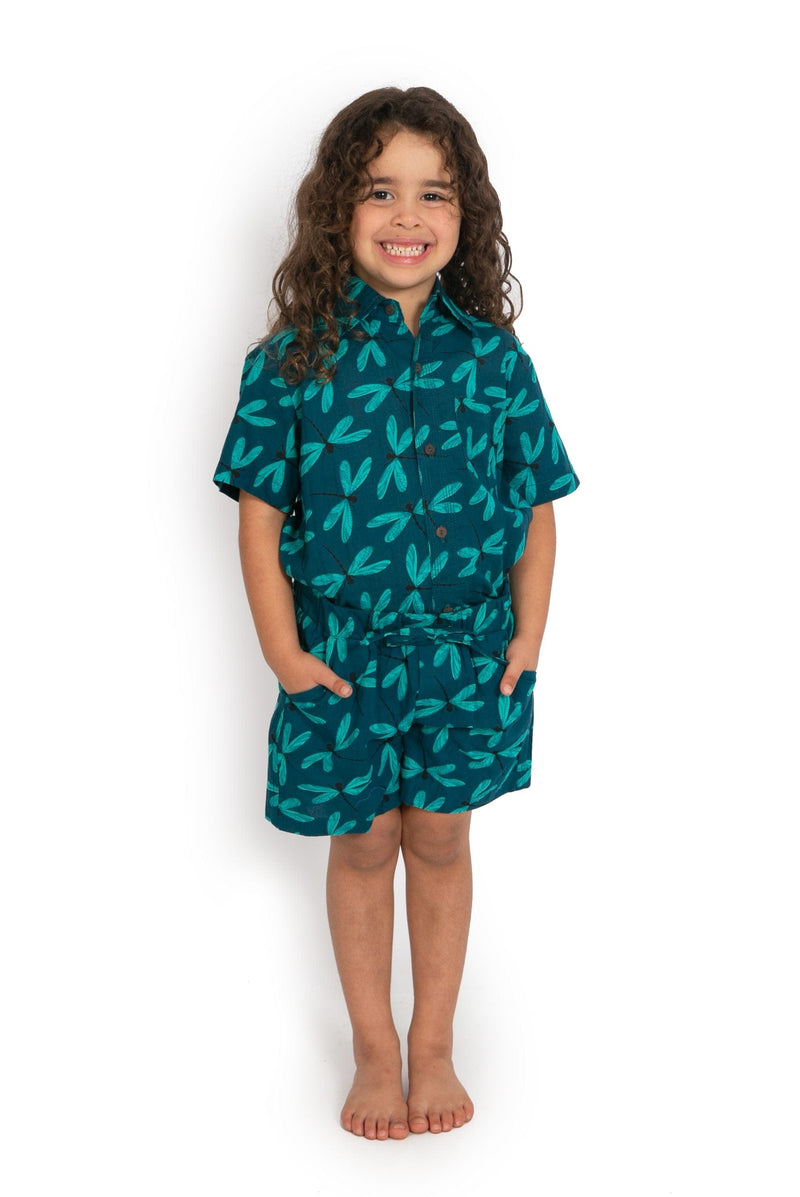 OM Designs Boys Cotton Shirt - Dragonfly Blue* Splash Swimwear kids