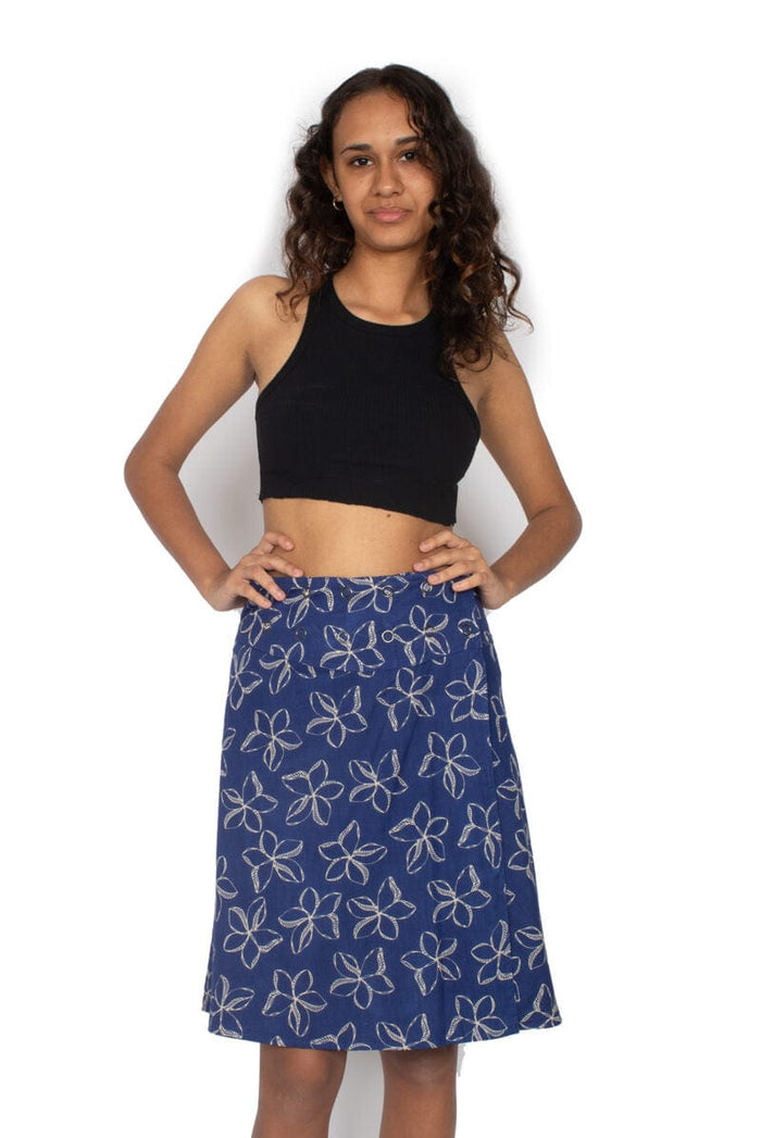 OM Designs Skirts O/S Chameleon Skirt - Frangipani Blue / Frangipani Black*