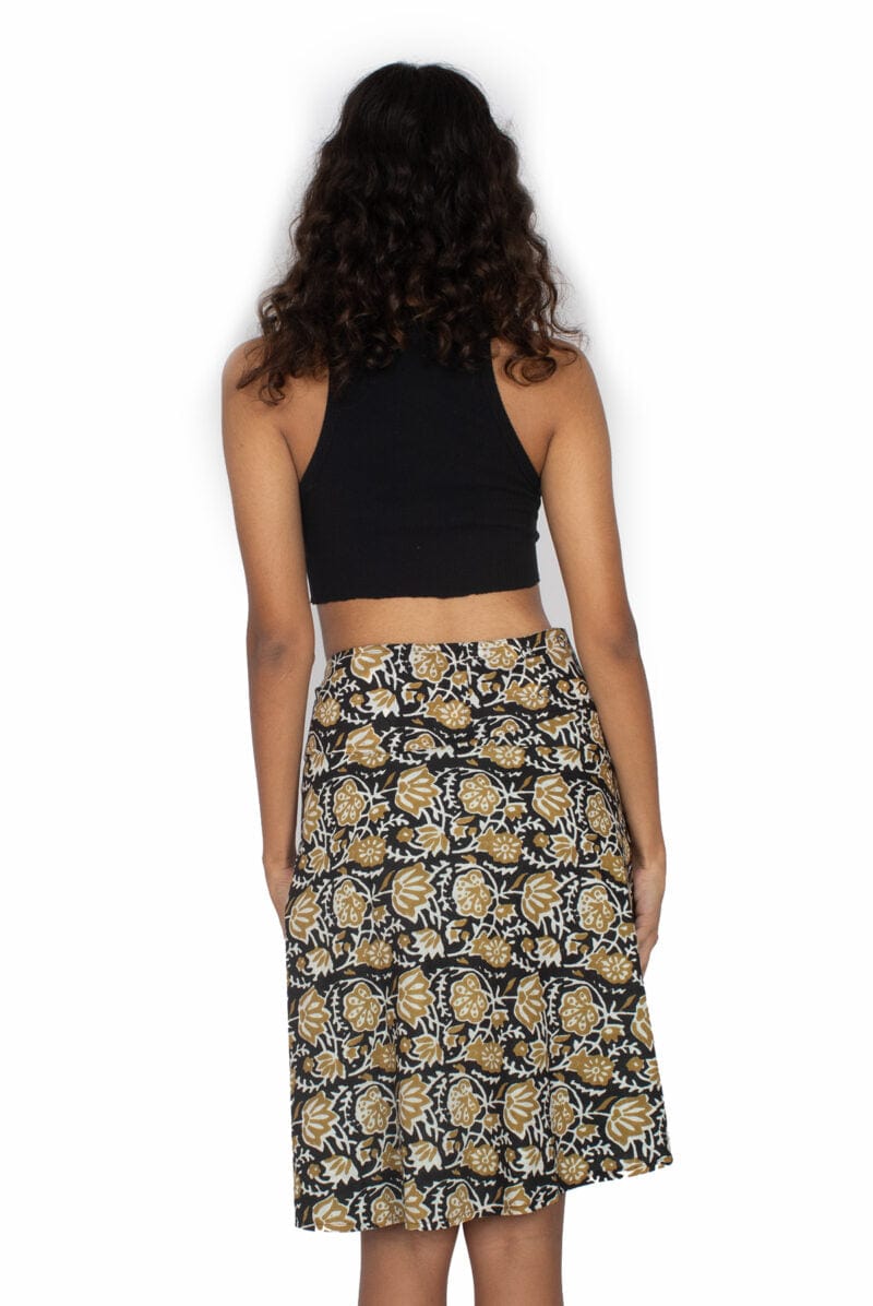 OM Designs Skirts O/S Chameleon Skirt - Gold Blooms / Turquoise Blooms*