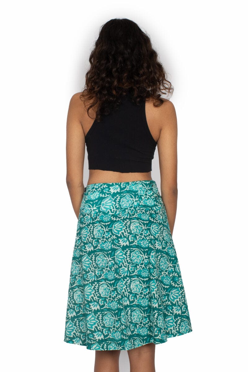 OM Designs Skirts O/S Chameleon Skirt - Gold Blooms / Turquoise Blooms*