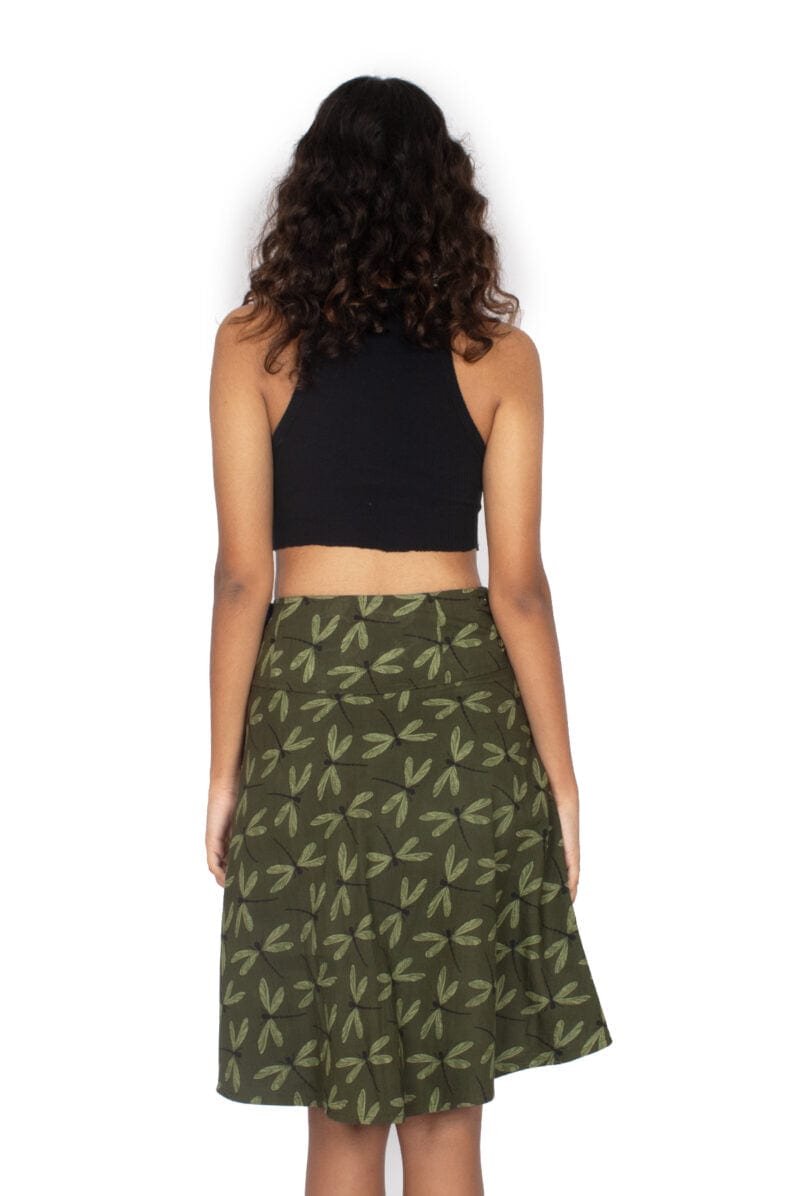 OM Designs Skirts O/S Chameleon Skirt - Midnight Dragonfly / Olive Dragonfly