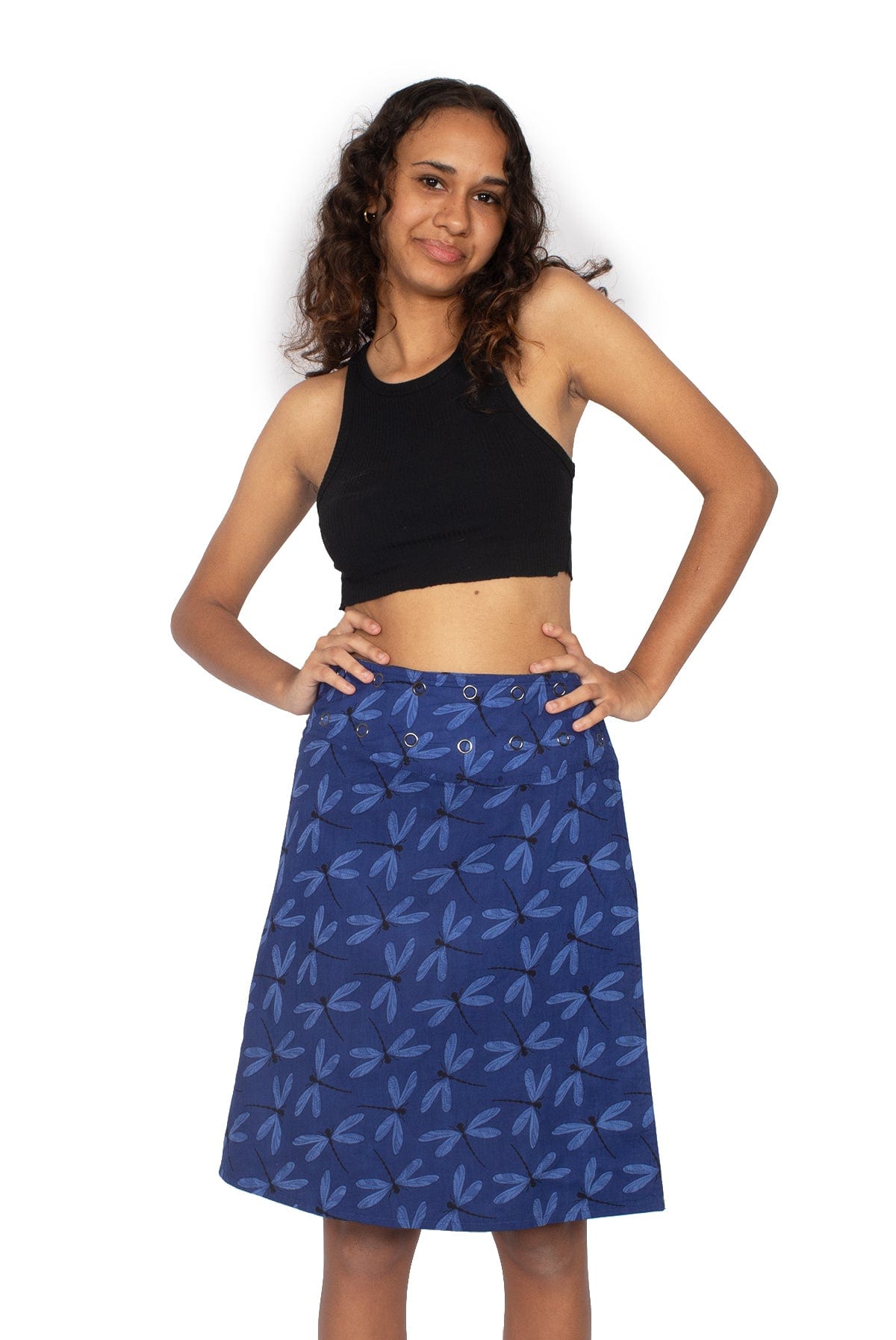 OM Designs Skirts O/S Chameleon Skirt - Midnight Dragonfly / Olive Dragonfly