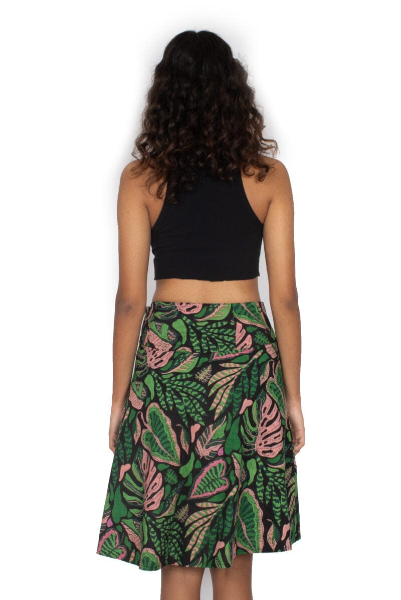 OM Designs Skirts O/S Chameleon Skirt - Monstera Jungle / Dragonfly Black