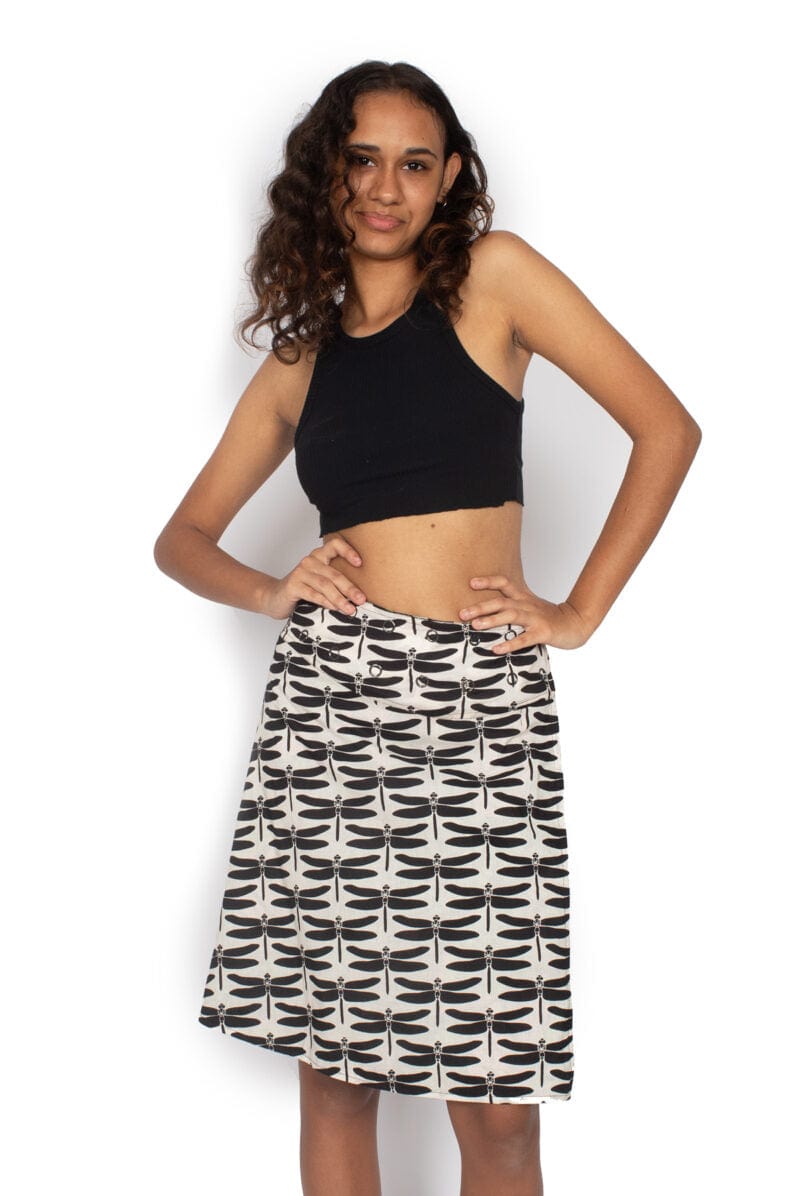 OM Designs Skirts O/S Chameleon Skirt - Monstera Jungle / Dragonfly Black