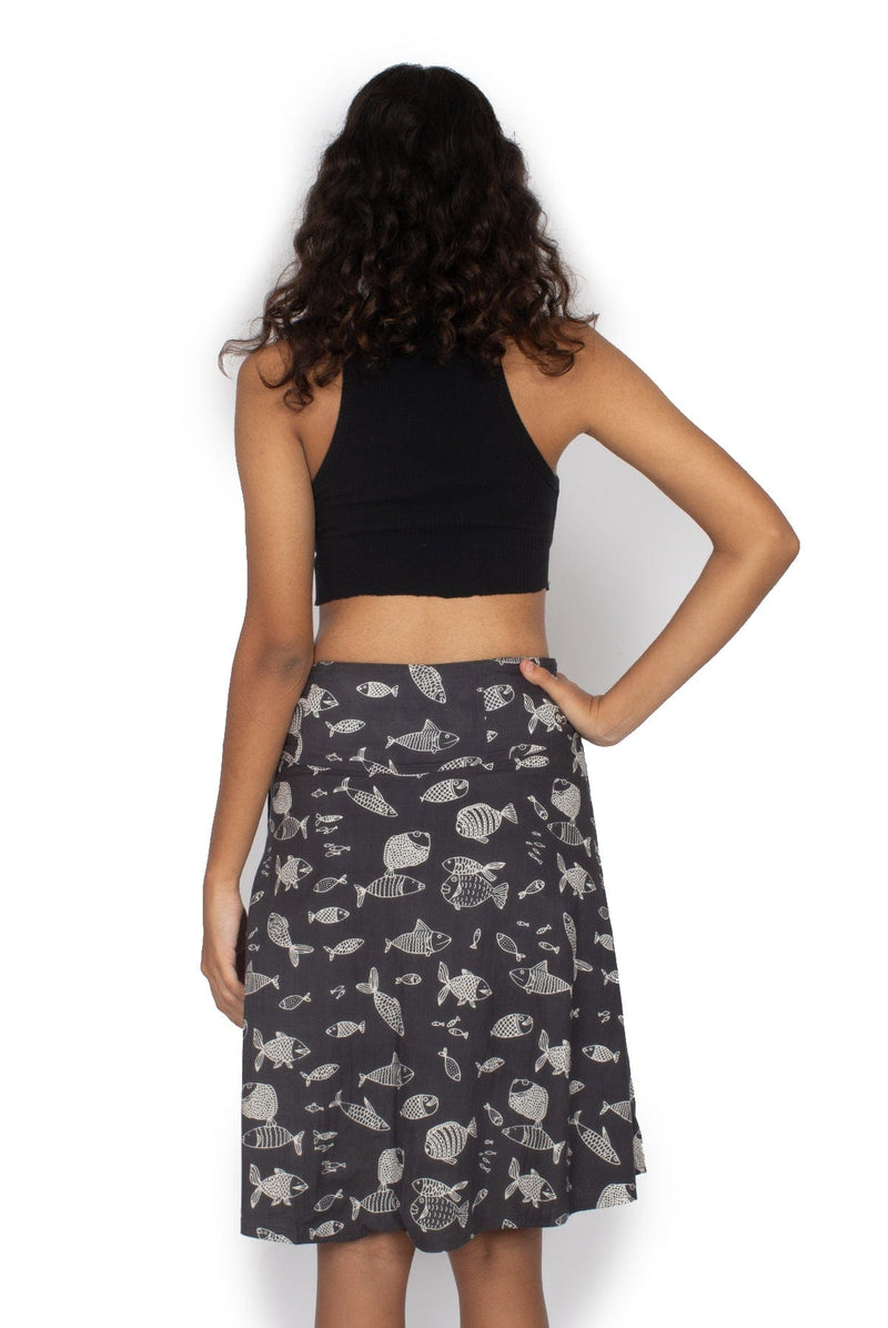 OM Designs Skirts O/S Chameleon Skirt - Olive Fish / Grey Fish*