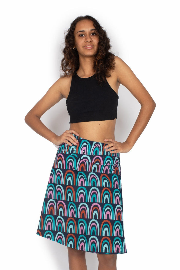 OM Designs Skirts O/S Chameleon Skirt - Rainbow Blue / Rainbow Orange