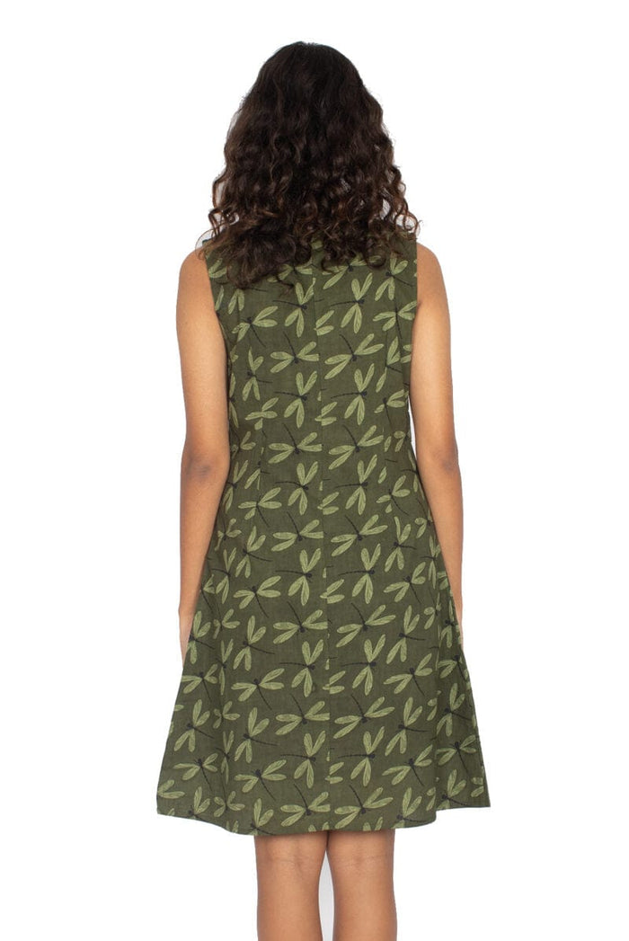 OM Designs Dresses Charly Dress - Olive Dragonfly