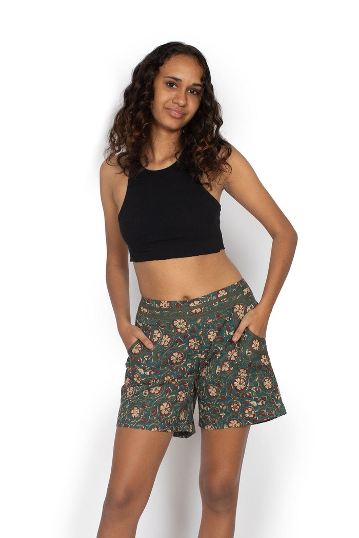 OM Designs Shorts Devi Shorts - Teal Vines