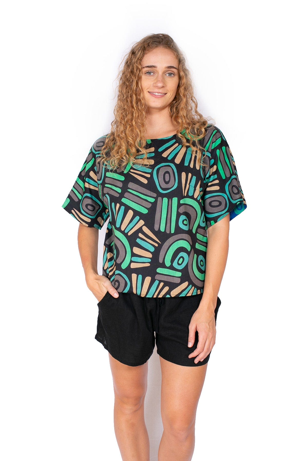 OM Designs Jaydee Reversible Top - Abstract Black / Abstract Blue Jaydee Reversible Top - Abstract Black / Abstract Blue Splash Swimwear Tops