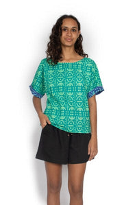 OM Designs Tops Jaydee Reversible Top - Tribal Blue / Tribal Green