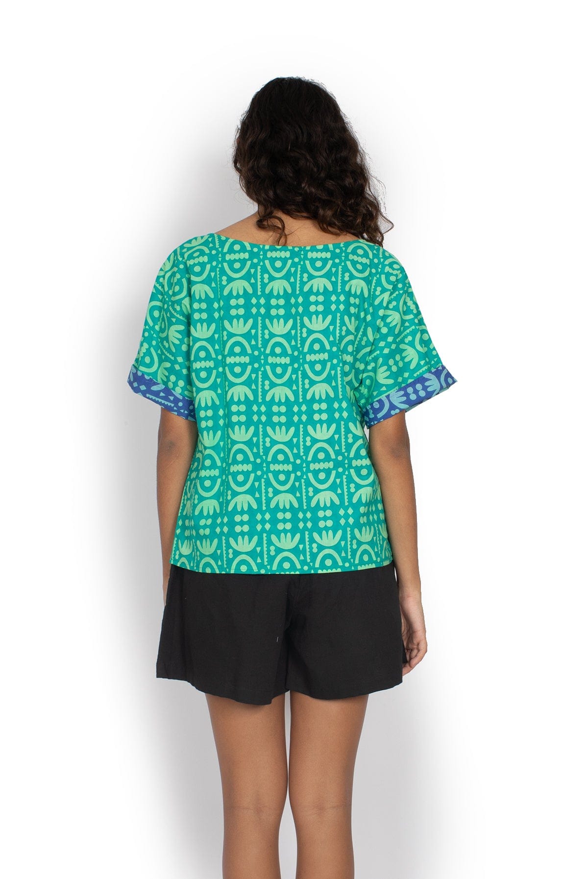 OM Designs Tops Jaydee Reversible Top - Tribal Blue / Tribal Green