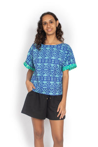 OM Designs Tops Jaydee Reversible Top - Tribal Blue / Tribal Green