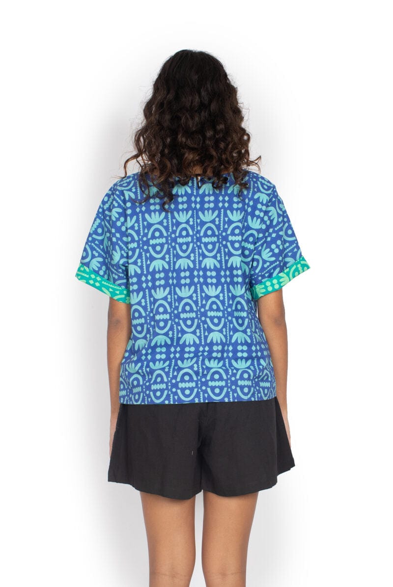 OM Designs Tops Jaydee Reversible Top - Tribal Blue / Tribal Green