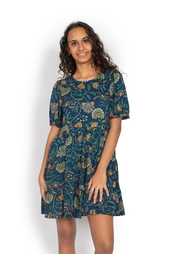 OM Designs Dresses Manali Dress Short - Navy Flowers OM Designs Sasha Dress - Black