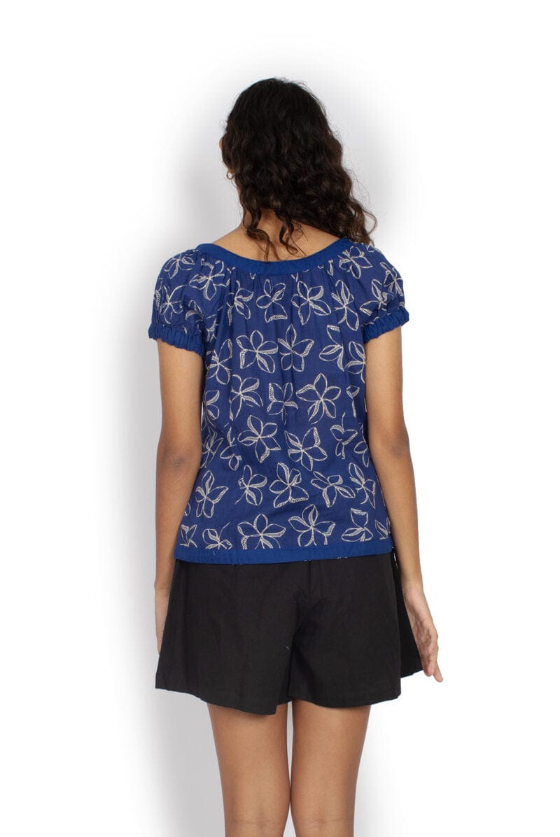 OM Designs Tops Masala Top - Frangipani Blue