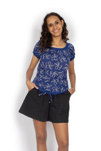 OM Designs Tops Masala Top - Frangipani Blue