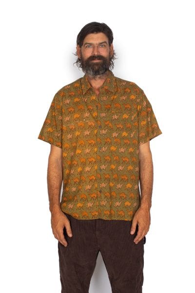 OM Designs Mens Shirt Men's Cotton Shirt - Camel*