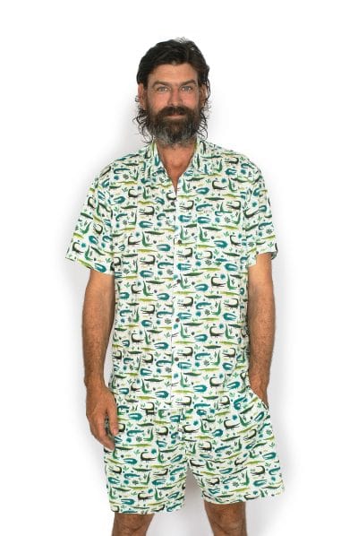 OM Designs Mens Shirt Men's Cotton Shirt - Crocodiles